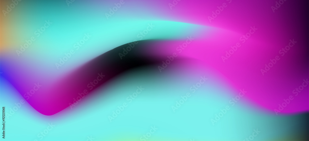Poster blurred ambient vector background in neon vibrant colors.