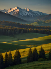 Naklejka premium landscape in the morning