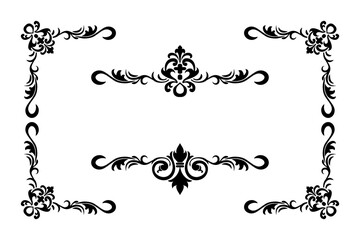 Classic Vitage Wedding Ornaments Frames Separator Elements Classic Vintage Wedding Invitation Hand Drawn Ornate the Calligraphy Poster Victorian Style