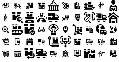 Set Of Delivery And Logistics Icons Web Header Banner Design Containing Box,Shipping,Package,Delivery,Parcel Infographic Simple Vector Illustration Logo