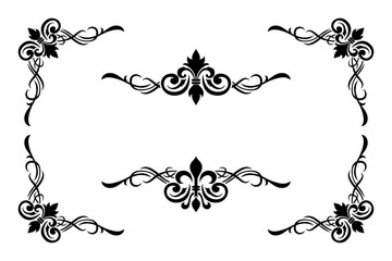 Classic Vitage Wedding Ornaments Frames Separator Elements Classic Vintage Wedding Invitation Hand Drawn Ornate the Calligraphy Poster Victorian Style