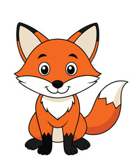 Obraz premium Fox cute cartoon character design illustration