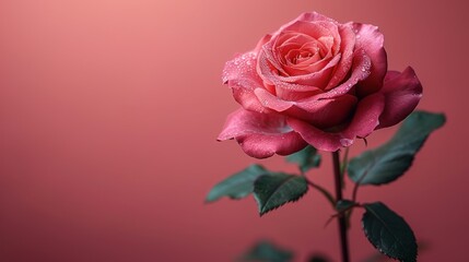 Fototapeta premium Pink Rose with Water Droplets
