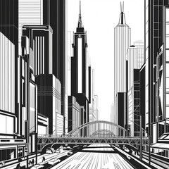 Black and white cityscape