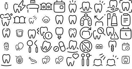 Set Of Dentistry Icons Collection Isolated Silhouette Solid Icons Including Treatment,Tooth,Dentist,Dental,Teeth Vector Illustration Linear Pictogram Pack