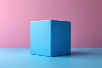 Obraz premium Blue Cube on a Pink and Blue Background