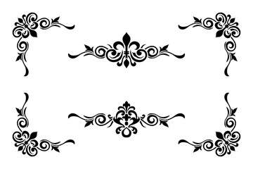 Classic Vitage Wedding Ornaments Frames Separator Elements Classic Vintage Wedding Invitation Hand Drawn Ornate the Calligraphy Poster Victorian Style