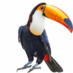 Naklejka premium 3D Illustration of a Toucan Bird on White Background