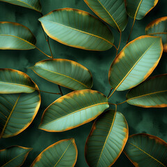 Obraz premium A painting of leaves with a gold hue
