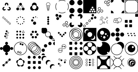 Set Of Linear Design Principles Isolated Silhouette Solid Icons With Visual,Design,Circles,Elements,Principle Set Vector Flat Line Icons