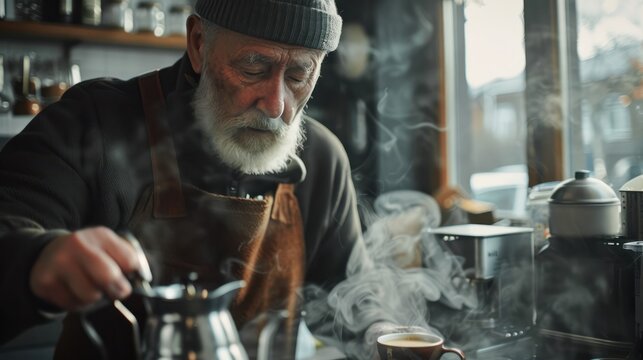 Coffee is just what I need Cropped shot of a senior man preparing a hot beverage at home