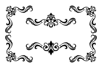 Classic Vitage Wedding Ornaments Frames Separator Elements Classic Vintage Wedding Invitation Hand Drawn Ornate the Calligraphy Poster Victorian Style