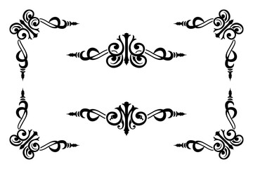 Classic Vitage Wedding Ornaments Frames Separator Elements Classic Vintage Wedding Invitation Hand Drawn Ornate the Calligraphy Poster Victorian Style