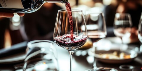 The Art of Wine Pouring in a Glass, Capturing the Essence of Fine Dining and Elegance