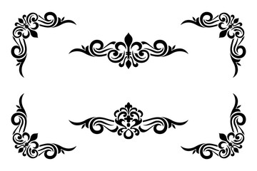 Classic Vitage Wedding Ornaments Frames Separator Elements Classic Vintage Wedding Invitation Hand Drawn Ornate the Calligraphy Poster Victorian Style