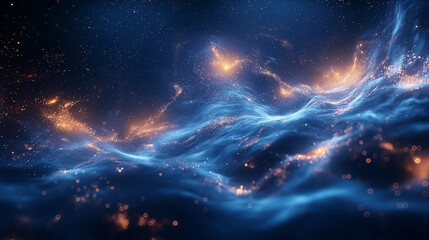 Fototapeta premium A blue wave with many small dots in it