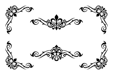 Classic Vitage Wedding Ornaments Frames Separator Elements Classic Vintage Wedding Invitation Hand Drawn Ornate the Calligraphy Poster Victorian Style