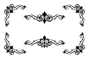 Classic Vitage Wedding Ornaments Frames Separator Elements Classic Vintage Wedding Invitation Hand Drawn Ornate the Calligraphy Poster Victorian Style