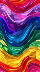 Fototapeta premium Waves, ruffles and bubbles, lgbt, lgbtqia colors of the rainbow. Seamless pattern, vertical banner for instagram story or reel, fabric pattern