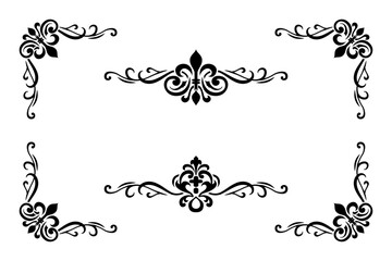 Classic Vitage Wedding Ornaments Frames Separator Elements Classic Vintage Wedding Invitation Hand Drawn Ornate the Calligraphy Poster Victorian Style