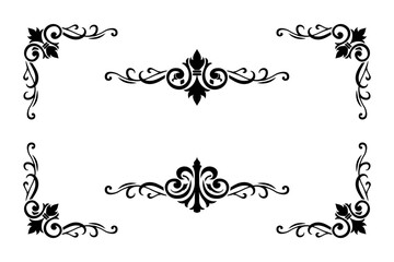 Classic Vitage Wedding Ornaments Frames Separator Elements Classic Vintage Wedding Invitation Hand Drawn Ornate the Calligraphy Poster Victorian Style