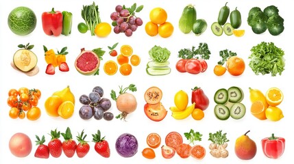 Fresh Assortment of Colorful Fruits and Vegetables