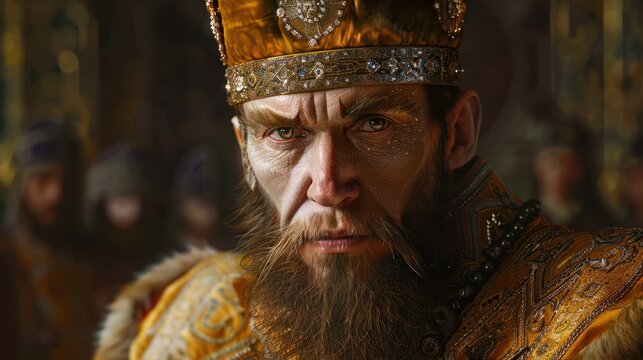 Ivan the Terrible Russian Tsar depicted in historical portrait painting on canvas
