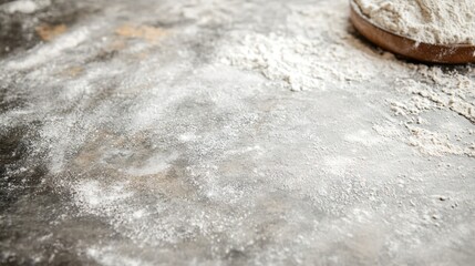 Obraz premium A concrete surface with a light dusting of flour, perfect for baking-themed food photography