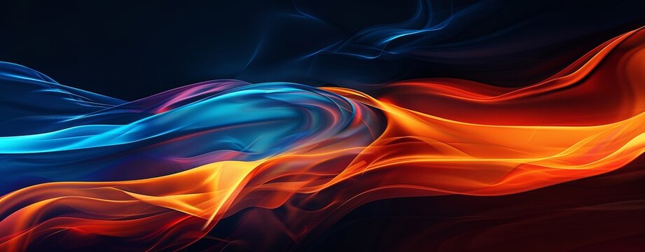Vibrant Color Wave Abstract Header Banner Design on Grainy Black Background