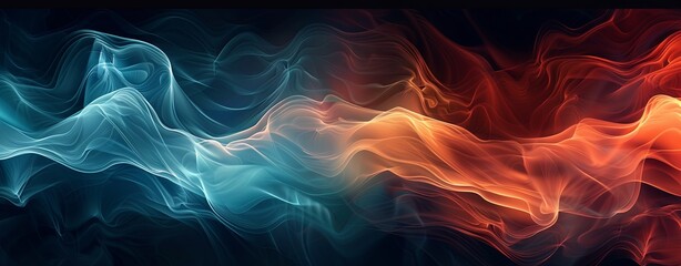Fototapeta premium Vibrant Color Wave Abstract Design on Grainy Black Poster Background Header Banner