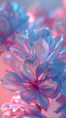 Fototapeta premium 3D Picture of Pink and Blue Gradient Petals