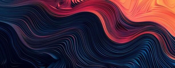 Dynamic Color Wave Abstract Design on Grainy Black Poster Background