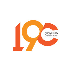 190 logo, 190th Anniversary Logo, Orange Color, Vector Template Design element for birthday, invitation, greeting card illustration.