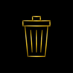 Garbage bin icon. Metallic gold icons set collection.