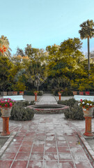 garden with fountain