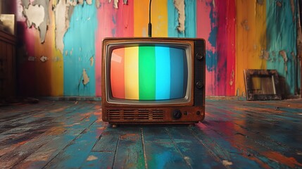 vintage television with off-air test pattern