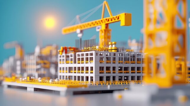 AI-enhanced material handling, automated construction site, futuristic urban development