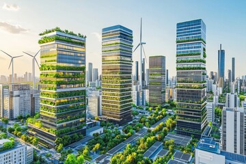Fototapeta premium Photorealistic Vision of a Sustainable Future Powered by Renewable Energy
