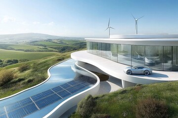 Fototapeta premium Photorealistic Vision of a Sustainable Future Powered by Renewable Energy