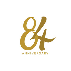 84, 84th Year Anniversary Logo, Color, Vector Template Design element for birthday, invitation, wedding, jubilee and greeting card illustration.