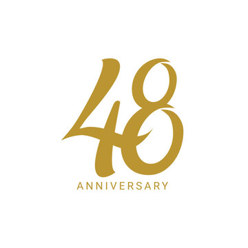 48, 48th Year Anniversary Logo, Color, Vector Template Design element for birthday, invitation, wedding, jubilee and greeting card illustration.
