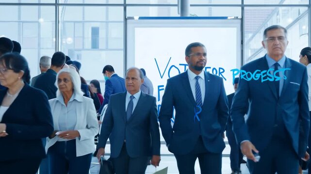 Vote For Progress with Men in Suits Walking Generative AI