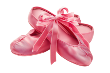 Ballet Shoes in Shocking Pink color Isolated on Transparent Background.