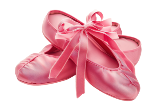 Ballet Shoes in Shocking Pink color Isolated on Transparent Background.