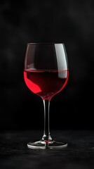 Naklejka premium Elegant red wine glass with dark background image