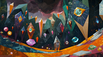 Colorful gemstone landscape with a fantastical feeling