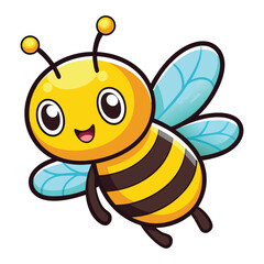 Cute Bee Flying Cartoon Vector 