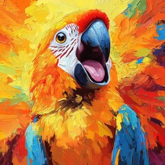 Vibrant parrot with open beak on a bright background