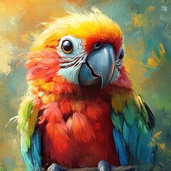 Delightful parrot with fluffy feathers against soft hues