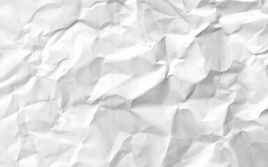 Fototapeta premium White clean crumpled paper background. Horizontal crumpled empty paper template for posters and banners.